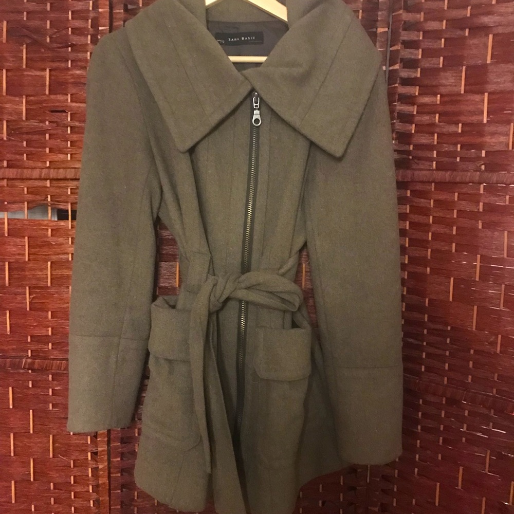 Zara Wool tie dress coat
